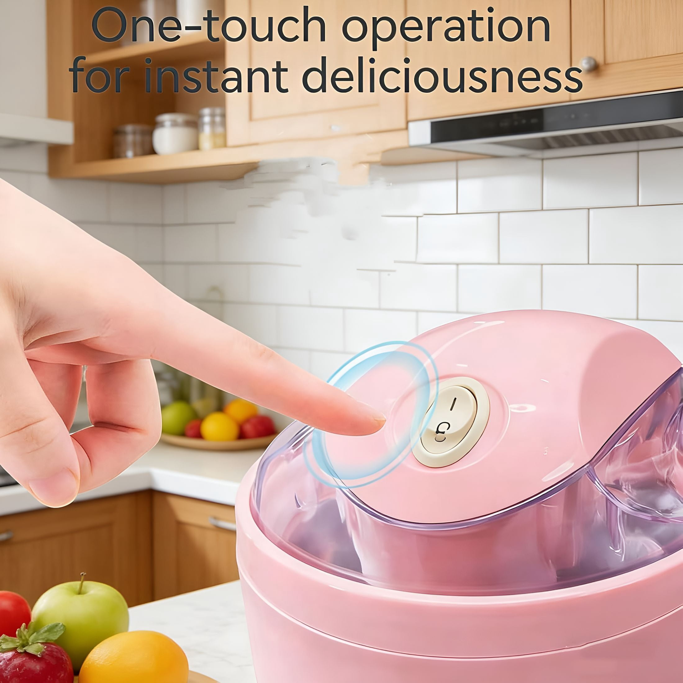 ACDANC Small Home Mini Ice Cream Maker,Personal Ice Cream Maker Mini,17Oz Electric Personal Gelato & Sorbet Machine,Just 15 Minutes,Easy One-Touch Dessert Makers for Families (Pink)