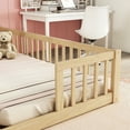 thumbnail image 5 of Euroco Wood Double Twin Size Bed, 2 Floor Beds in One with Guardrails, Natural, 5 of 16