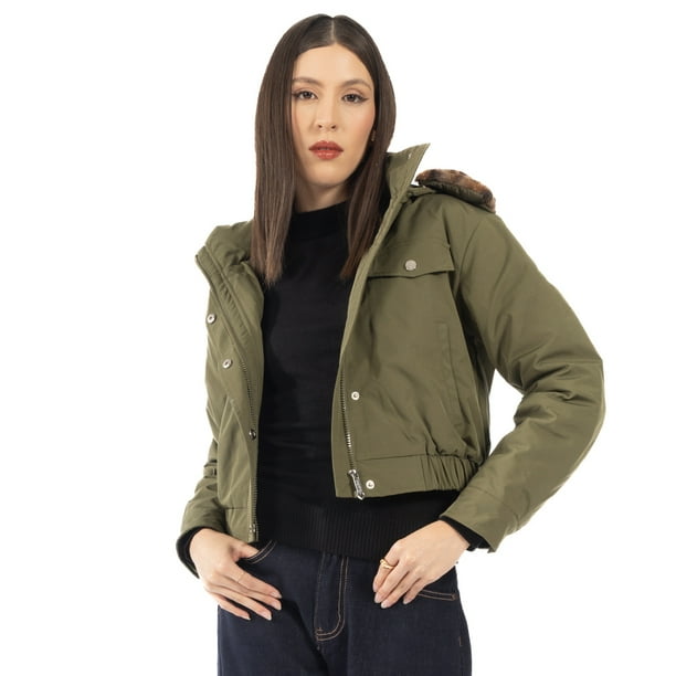 Chamarra Quarry Bomber Cuello Leopardo Para Mujer