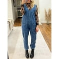 thumbnail image 5 of Women's Denim Overall Jumpsuits Sleeveless V Neck Long Pants Rompers, 5 of 6