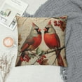 thumbnail image 2 of Nawypu  Pillow Covers Winter Christmas Cardinal Bird Red Berries Decorative Throw Pillows Cardinal Red Birds Decorative Square Covers Home Decor for Sofa Couch 18"x18" Winter Holiday Decorations, 2 of 5