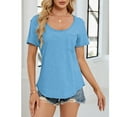 thumbnail image 5 of AherBiu Summer Casual Tops for Women Scoop Neck Short Sleeve Loose Fitting Tunic Top Tees Vintage Tshirts, 5 of 8