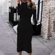 thumbnail image 4 of Vestido de manga larga con cuello en V para mujer, cómodo, informal, de invierno, a la moda Pompotops hdfakjf8311, 4 of 9