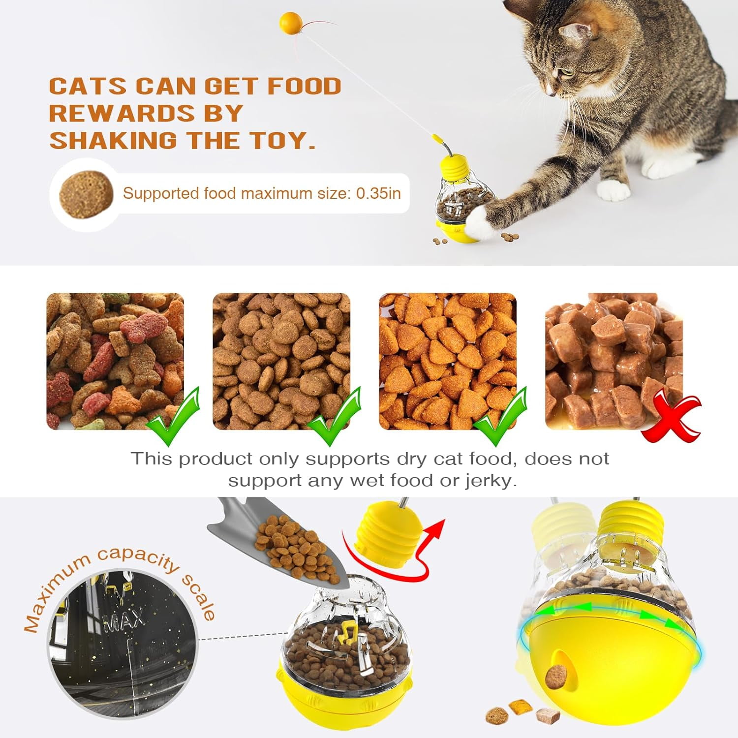 HSHDLDF cat Toys for Indoor Cats Cat Treat Dispenser Toy Cat Treat Toy Tumbler Interactive Ball cat Toys for Bored Indoor Adult Cats Best cat