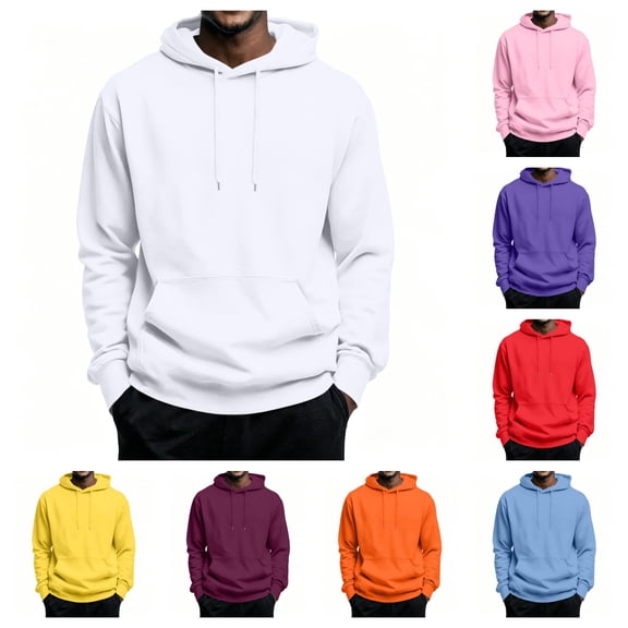 gzxflxpge Hooded Sweatshirt for Men Causal Baggy Long Sleeve Sweater Stylish Comfort Thermal Fall Winter Tops with Pockets White M
