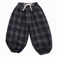 thumbnail image 7 of 1-2T Toddler Boys Girls Plaid Jogger Pants, Kids Drawstring Elastic Waist Retro Lantern Trousers with Side Pockets, Loose Casual Bottoms for 6-24 Months 2T 3T 4T 5T 6T 7T 8T Children,Black, 7 of 7
