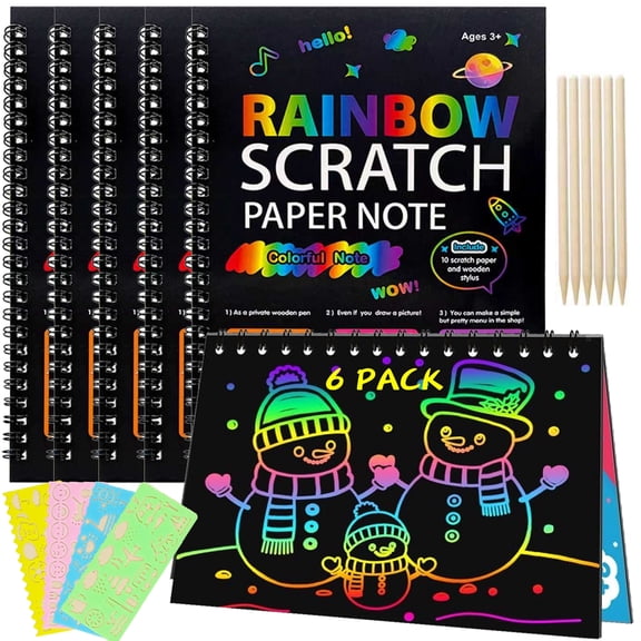 NAISHIER Scratch Paper Art Set for Kids, Scratch Off Arts Crafts Graduation Gifts for Kids Ages 3-12 Girls Boys Students Teens School Classroom Prizes Birthday Party Favor Games DIY Activity