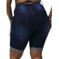thumbnail image 4 of Gocolloa Womens Plus Size Jean Shorts High Waisted Stretchy Midi Bermuda Denim Shorts Dark Blue 22W, 4 of 4