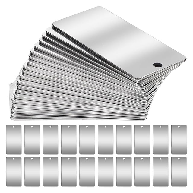 Paquete de 50 Etiquetas Rectangulares de Acero Inoxidable para Grabado en Metal, 2,5 X 5 cm