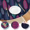 thumbnail image 4 of Bohemian Round Table Cover Elasticized Edge, Floral Pattern Stretch Cloth for 38-42 Inch Tables, Decorative Fit for Kitchen Dining Room, 4 of 7