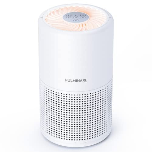 FULMINARE Purificadores de aire para dormitorio H13 True HEPA Filtro de aire, silencioso con luz nocturna, purificador de aire portátil pequeño para oficina sala de estar, elimina el 99.97% 0.01