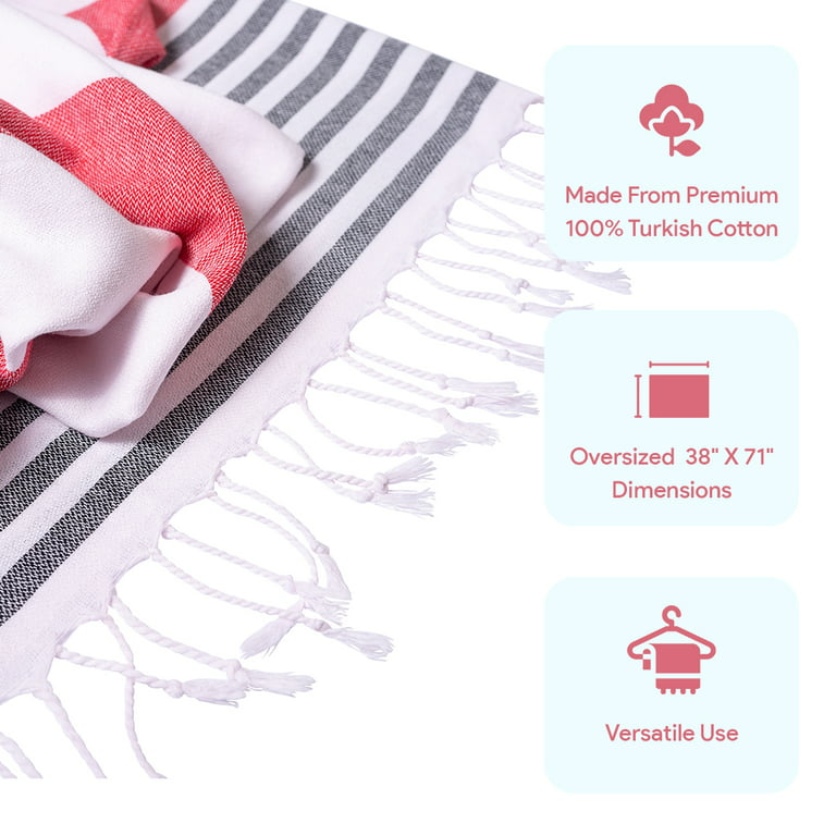 CASAVERSE Turkish Beach Towel, 100% Cotton Quick Dry Sand Free Beach Towels, Travel Turkish Towel