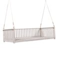 thumbnail image 5 of Twin Size Garden Swing Bed, 2-Person Outdoor Wood Patio Swing with Hemp Ropes, Minimalist Swing Bench for Porch Backyard, Safe Sloped Design, Cushion Not Included, White, 5 of 9