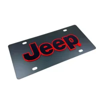 Jeep 3D Red UV Logo on Carbon Steel License Plate Official Licensed