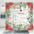 thumbnail image 4 of Christmas Floral Bible Verse Shower Curtain, Funny White Snowflake Trust in The Lord Flower Plant Leaves Xmas Bath Curtain, Waterproof Fabric Shower Curtain Set with 12PCS Hook, 72x72IN, 4 of 6