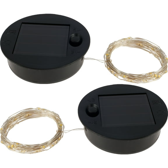MTFun 2Pcs Solar Lantern Light Replacement Top with 30 LED String Light LED Solar Panel Lantern Lid Round Solar Lights Replacement Part for Watering Can Lights Outdoor Hanging Lanterns