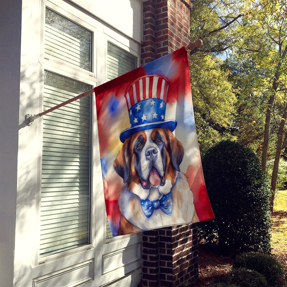 Saint Bernard Patriotic American House Flag 28 in x 40 in