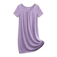 thumbnail image 2 of Sleep Wear Dress for Women New Summer Round Neck Nightgown for Women Loose Fits Pleated Short Sleeve Nightdress Soft Comfy Home Sleepdress, 2 of 9