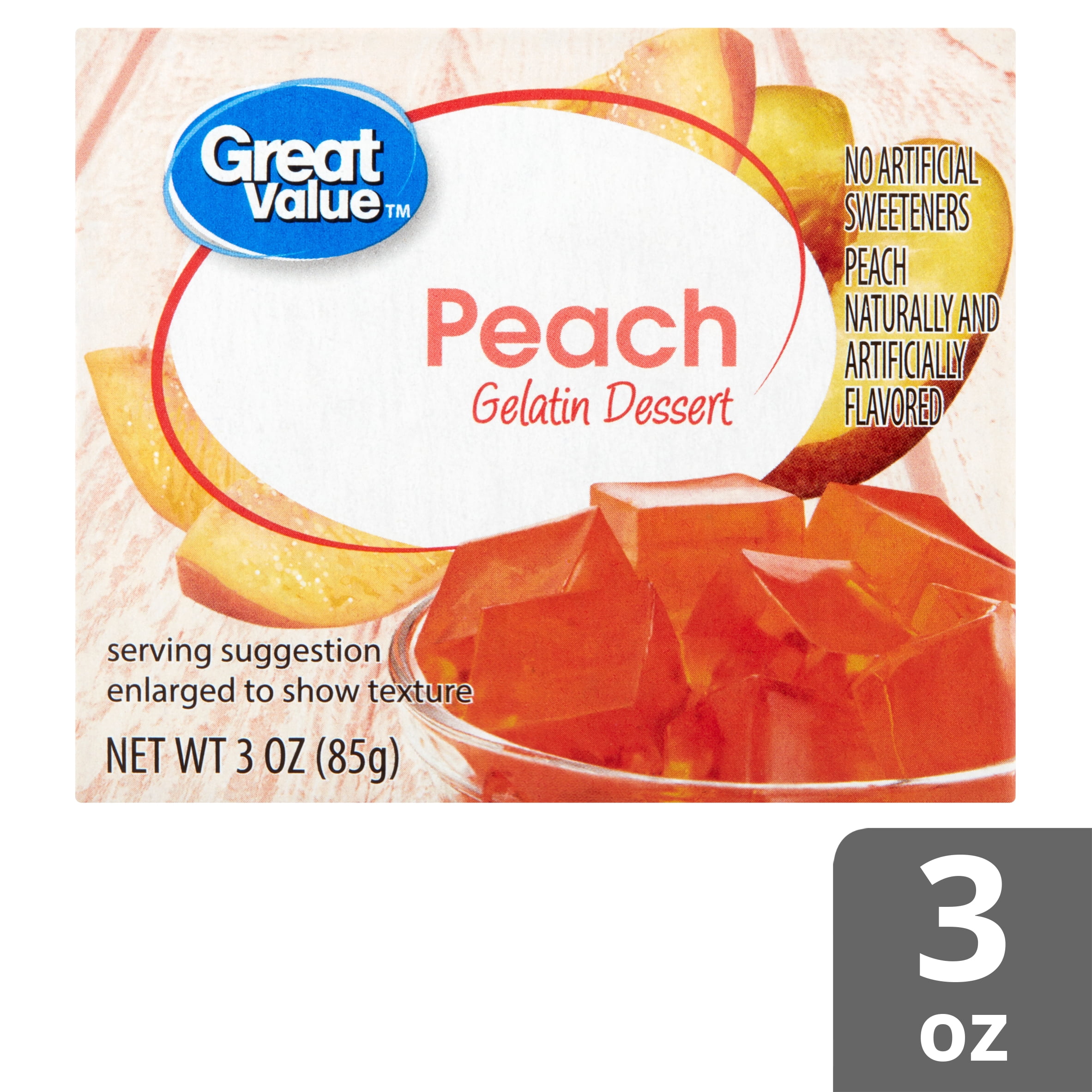 Great Value Peach Gelatin Dessert, 3 oz
