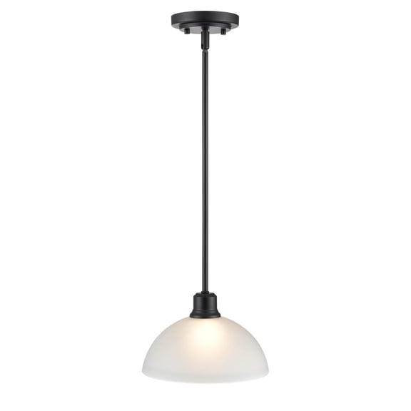 Millennium Lighting Amberle 1 Light in Matte Black or Brushed Nickel Pendant with Frosted White Glass Shade Matte Black Painted