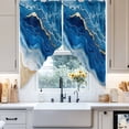 thumbnail image 4 of Abstract Waves Swag Valances for Windows 2 Pack White Gold Blue Ocean Oil Painting Style Swag Kitchen Curtains 36 Inches Long Rod Pocket Short Window Treatment for Kitchen Bathroom 28"x36", 4 of 8