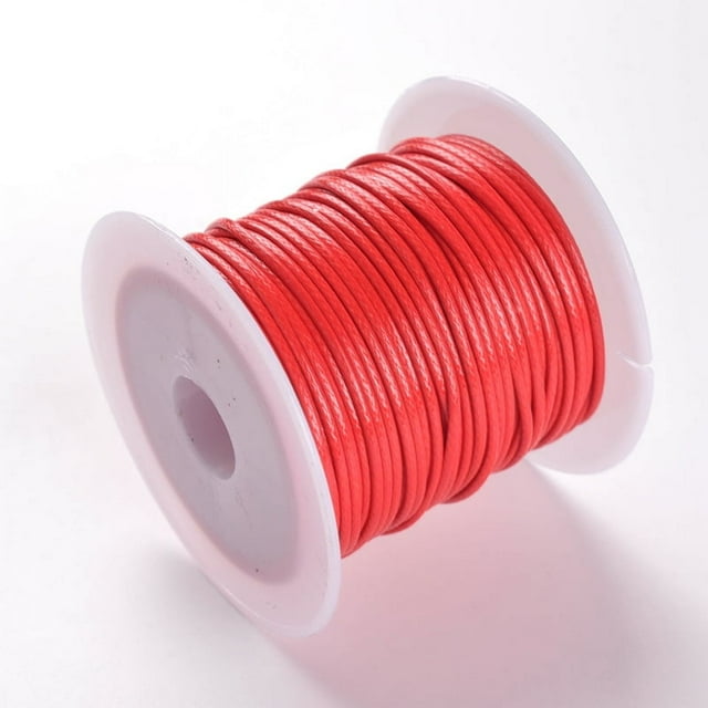 Xiao Hua Cuerda de cera textil de fibra de 1 mm para collares, pulseras, joyas y trenzado (2 rollos), color rojo