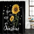 thumbnail image 3 of Yellow Sunflower Waterproof Fabric Shower Curtain,Summer Flower Bee Sunshine Black Waterproof Fabric Shower Curtain for Bathroom Curtains Bathtubs Hotel Shower Curtains with 12 Hooks Standard 72x72, 3 of 8