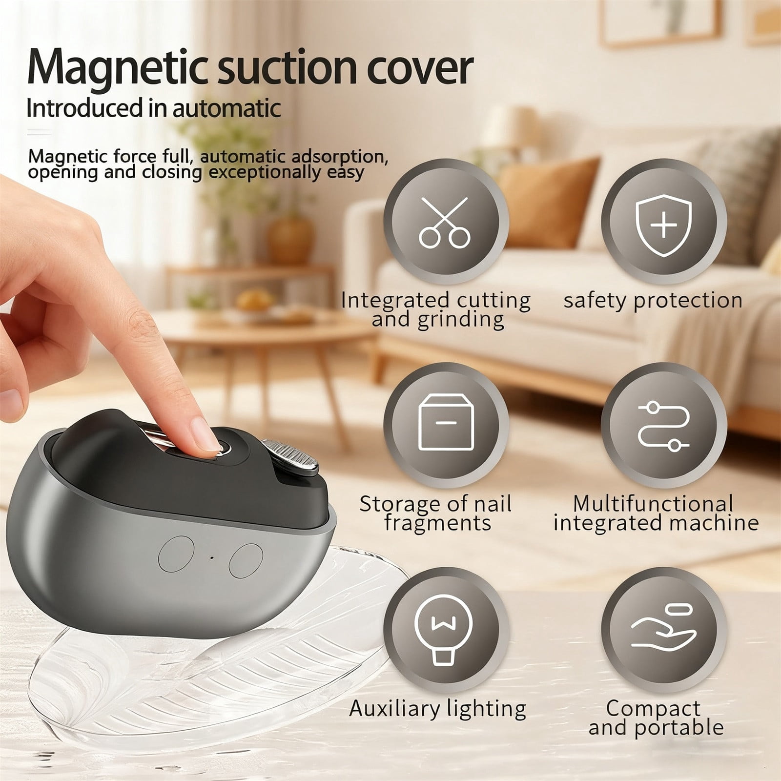 Nail Clipper,Electric Nail Grinder & Trimmer 2 - in - 1 with LED Light, Safe Automatic Nail Clipper for Seniors, Adults, Kids, Baby