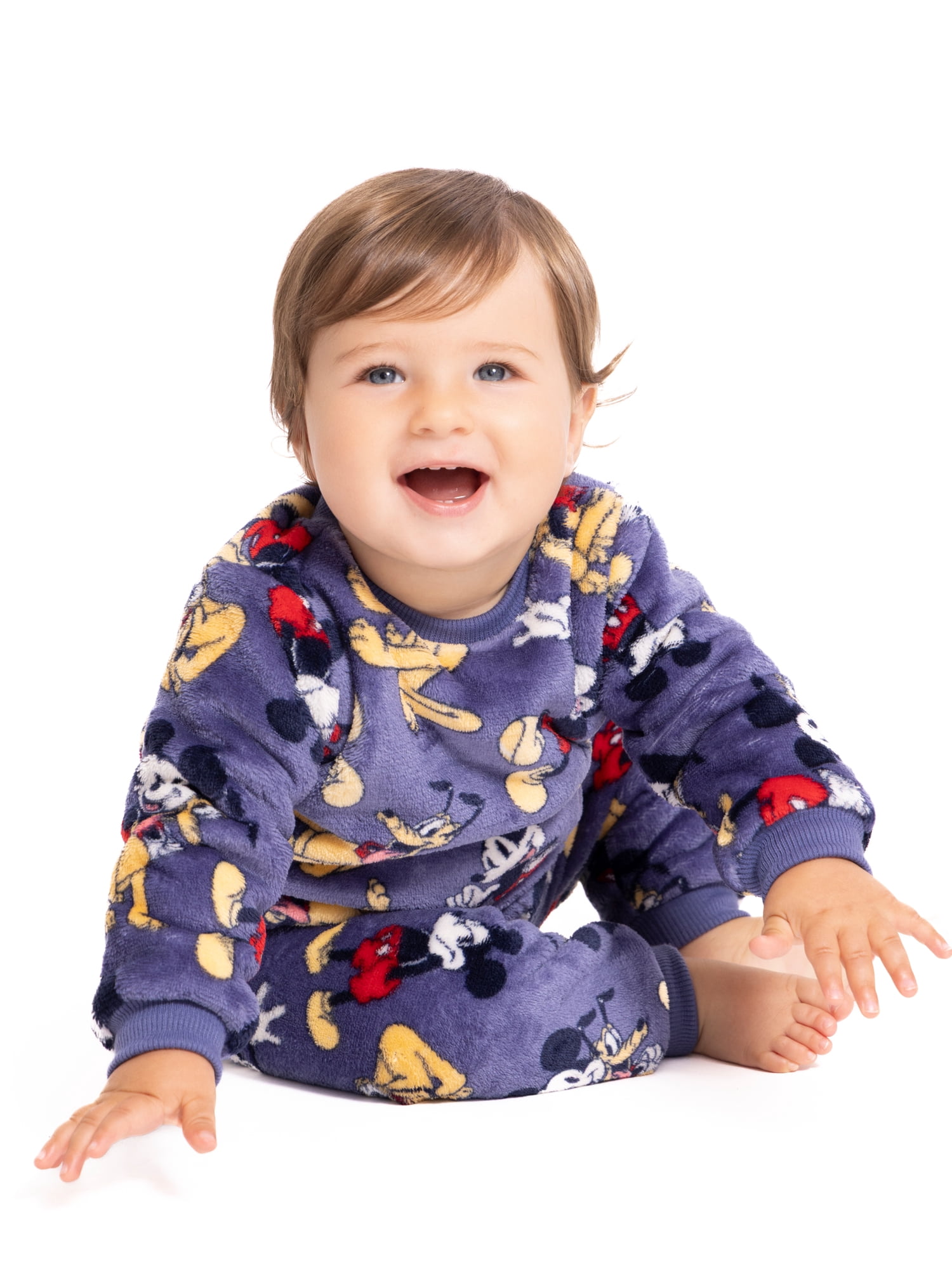 Mickey Mouse Baby Long Sleeve Cozy All Over Print Crewneck Sweatshirt with Matching Jogger Pant, 2-Piece, Sizes 0/3M-24M