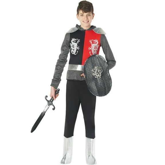 Morph Boys Medieval Knight Crusader Costume Sword Shield Book Day Week Halloween Silver S