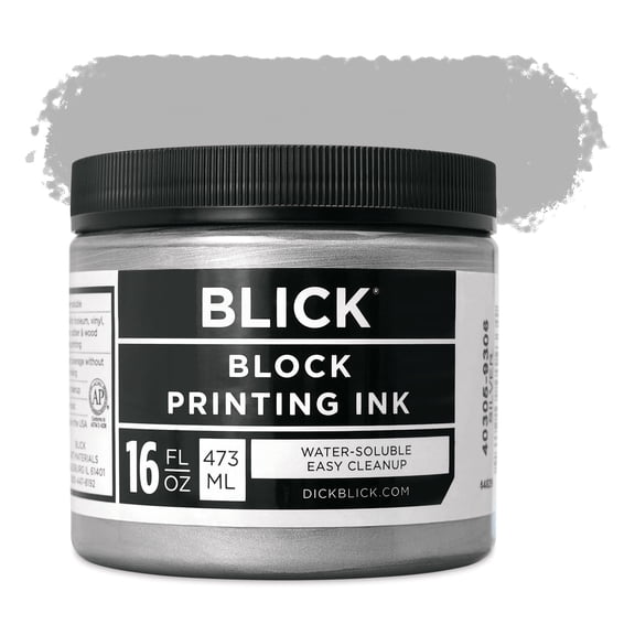 Blick Water-Soluble Block Printing Ink - Silver, 16 oz Jar
