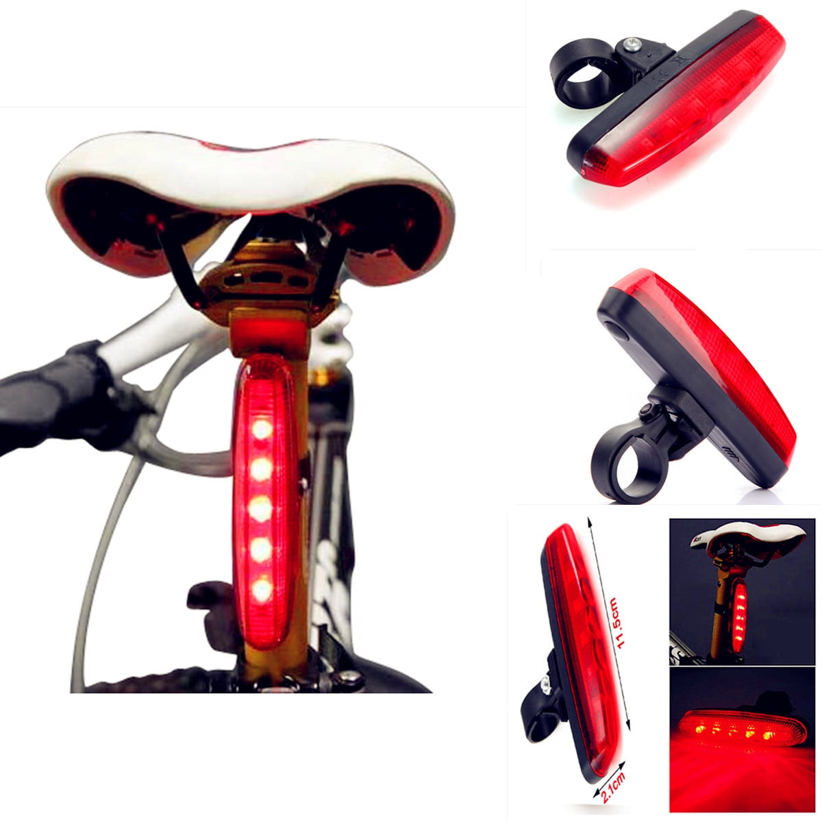 Bicycle Bike 5 LED Safety Warning Rear Tail Light Back Lamp Ultra Bright 8 Modes