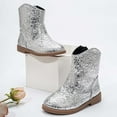 thumbnail image 5 of Toddler Girl Boots,Stylish Girls Booties Ankle Boots for Everyday Wear Round Toe Low Heel Comfortable Casual Footwear for Kids for School and Daily Outfits,Toddler Snow Boots,Silver,5-5.5 Years, 5 of 7