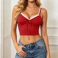 thumbnail image 2 of Fashion Lace Trim Layered Camisole With Bow Detail Contrast Spaghetti Strap Two Piece Tank Top 3d Print Tops for Women 80s Tops for Women, 2 of 6