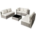 thumbnail image 2 of 7 Piece Outdoor Patio Furniture Sets, Grey PE Wicker Furniture Set with Removable Velcros Seat Cushions, Grey, 2 of 8