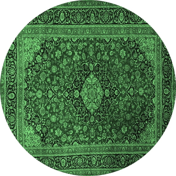 Ahgly Company Indoor Round Persian Emerald Green Traditional Area Rugs, 5' Round
