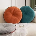 thumbnail image 3 of Nvzi Geometric Pattern Soft Round Chair Pad with Gradient Pom Pom Chair Cushion Garden Patio Home Kitchen Office Seat Cushion (Orange,Diameter 16"), 3 of 4
