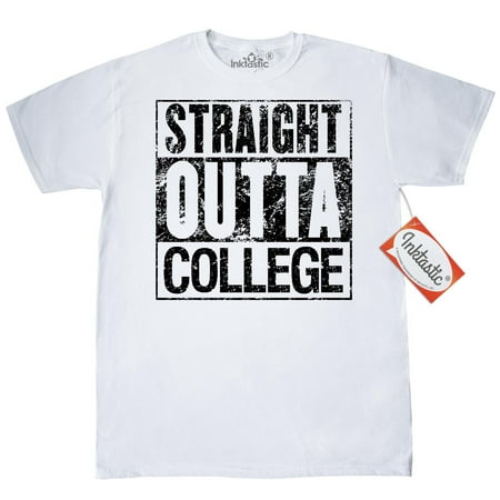 Inktastic Straight Outta College T-Shirt Graduation Grads Degree Masters Bachelors Major Four Years Ceremony Celebrate Party Mens Adult Clothing Apparel Tees