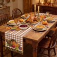 thumbnail image 2 of Harvest Pumpkins Fall Table Runner - 108 Inch Long Maple Thanksgiving Orange Checked Cotton and Linen Blended Dress Scarves Farmhouse Table Runner for Kitchen Dining, Coffee Table, 13" x 108", 2 of 8