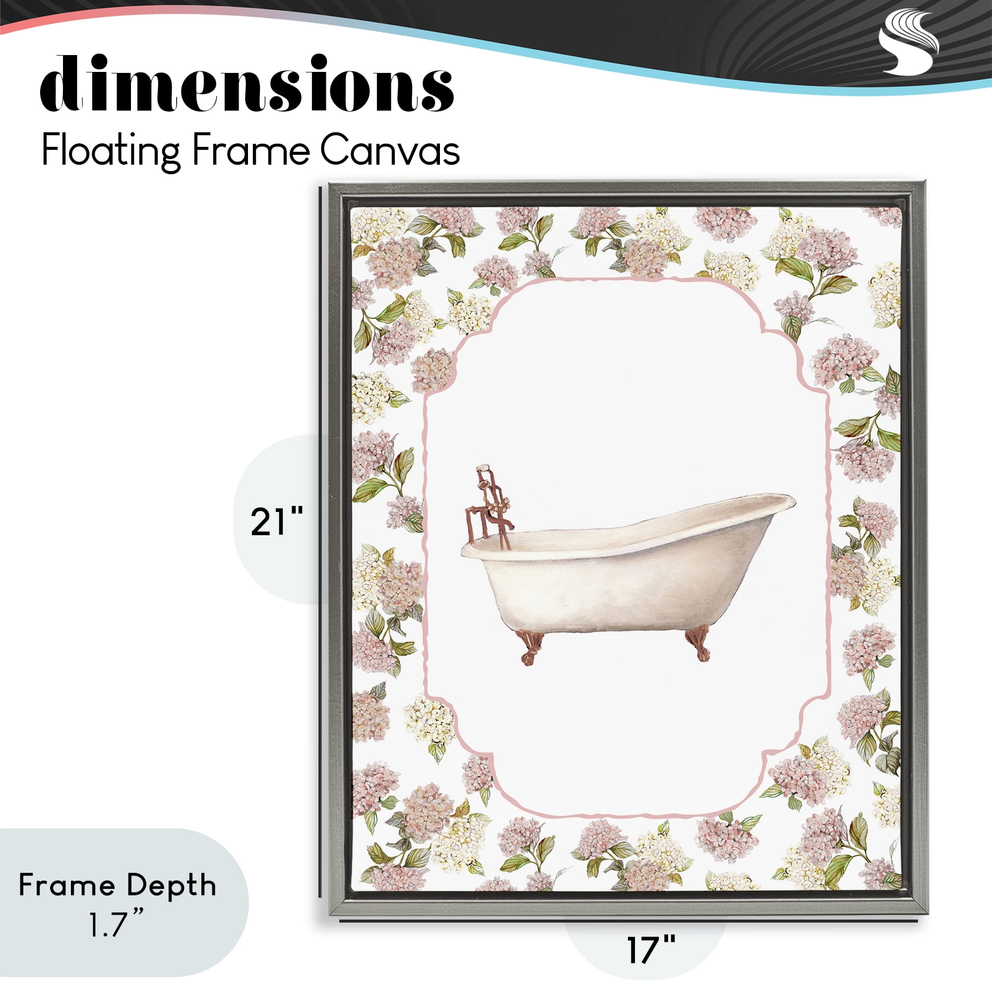Stupell Industries Elegant Hydrangeas Bathtub Gray Framed Floater Canvas Wall Art, design by Carol Robinson