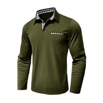 APEXFWDT Men's Sport Plaid Button Up Shirt - Performance Long Sleeve Golf Shirt Outdoor Activewear,L,Army Green