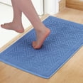 thumbnail image 2 of Unique Bargains Luxury Bath Mat Cotton Absorbent Hotel Spa Shower Floor Towel Blue, 2 of 7