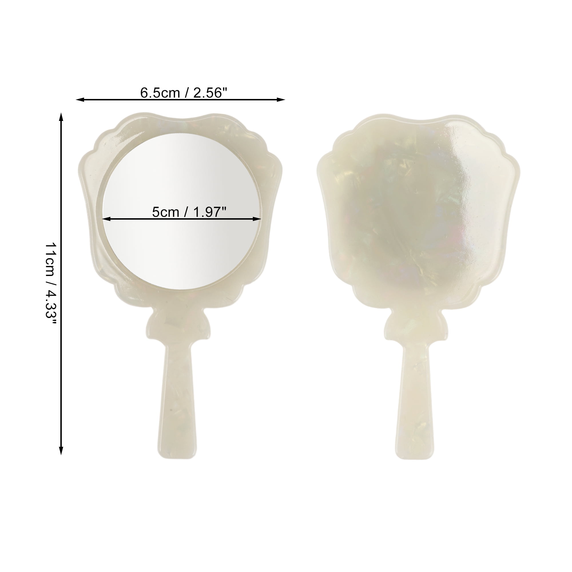 Unique Bargains 1Pc Handheld Makeup Mirror for Beauty Vacation Travel White