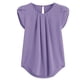 thumbnail image 3 of ICHUANYI Clearance Women's Chiffon Solid Color Short Sleeve Round Neck Casual Shirt Short Sleeve Blouse(Purple, L) ICHUANYI WER2023080906674, 3 of 5