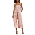 thumbnail image 2 of Asgosdo Women Cotton Linen Overalls Square Neck Sleeveless Capris Rompers Casual Comfy Jumpsuits with Pockets, 2 of 5