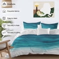 thumbnail image 4 of Teal Turquoise Waves Bedding 3 Piece Duvet Cover Set Full Size, Ombre Coastal Ocean Water Abstract Soft Microfiber Comforter Cover with Zipper Closure & Pillowcases, FadeResistant Quilt Cover, 4 of 9