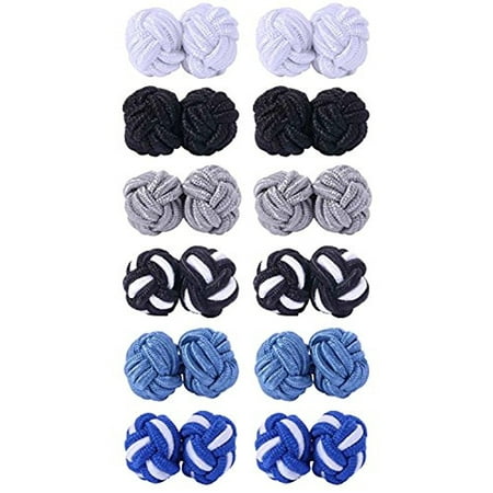 Circular Mens Cufflinks 6 Pairs Silk Knot Vintage Casual Cufflinks for Men Dress-Shirt Unique Jewelry Gift Set ()