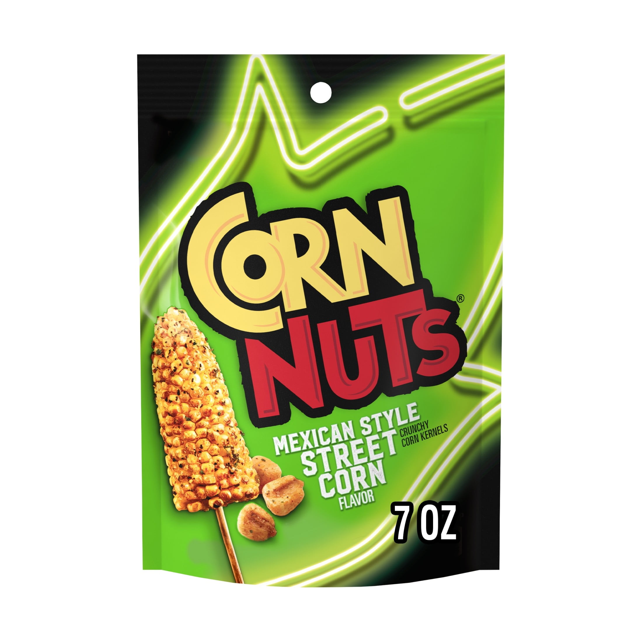 (2 pack) CORN NUTS Mexican Style Street Corn Kernels Flavored Nuts Snack, Shelf Stable, 7 oz Resealable Plastic Bag