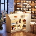 thumbnail image 2 of Finmind 4-Tier L-Shaped Bar Cabinet, Home Bar Corner Bar Unit with Stemware Racks, Reception Desk Liquor Wine Bar Table for Home Pub, White, 2 of 8