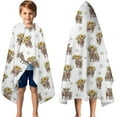 thumbnail image 3 of Highland Cow Sunflower Daisy Pattern Hooded Bath Towel，50"x30" for Ages 3 To 12 Kids, Quick Dry Lightweight Soft Microfiber Hood Beach Towel Cover Up for Kids, 3 of 7